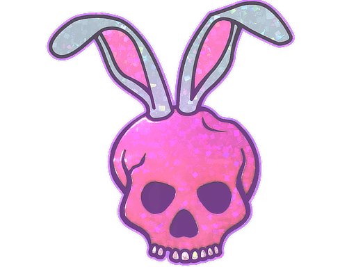 Klistremerke (Skull Bunny Glitter)